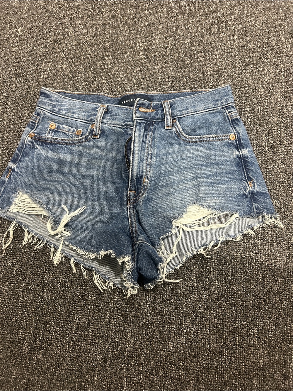 American Eagle Outfitters Distressed Denim Shorts - Light Blue